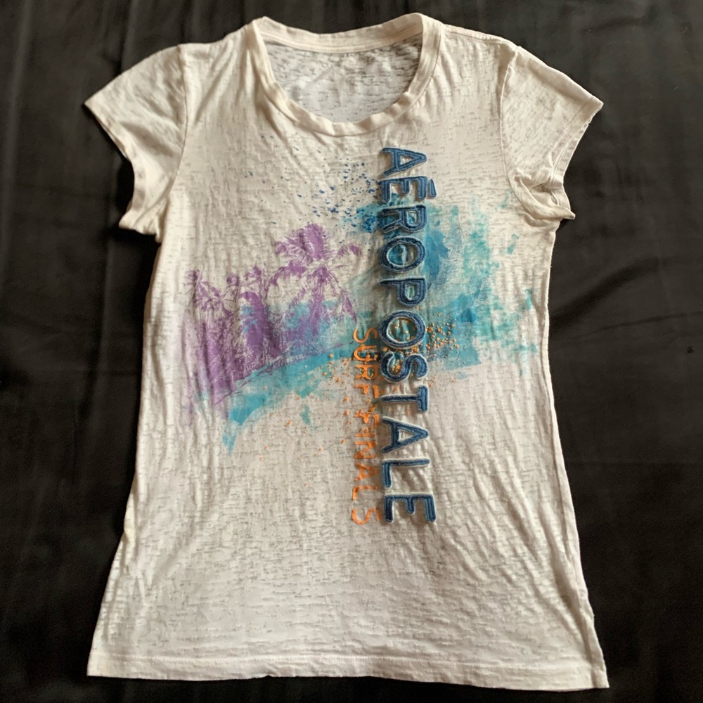 Aéropostale Vintage Surf Finals White Short Sleeve T-Shirt (Juniors)